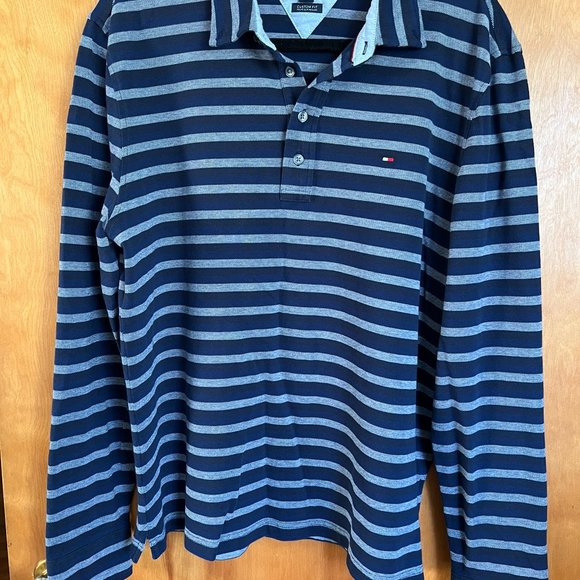 NWOT! Cotton Textured & Striped Collared Shirt // Tommy Hilfiger Men's Size L - Picture 3 of 4